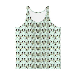 Polka Stag Beetles Blue Unisex Tank Top