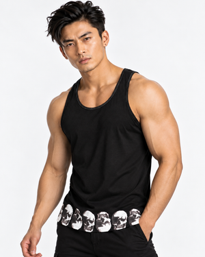 Vintage Treatment Polka Skulls Black Sublimation Vest by Robert Bowen