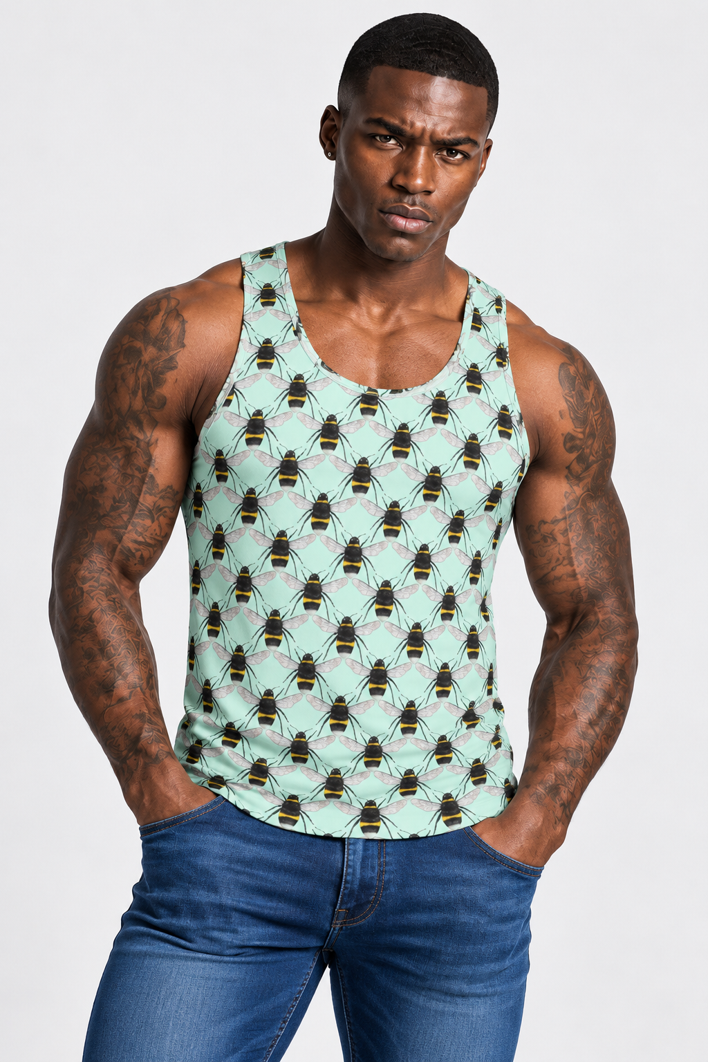 Polka Bees Unisex Tank Top by Robert Bowen