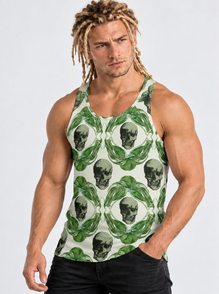Unisex Skulls & Leaves All-Over Print Vest