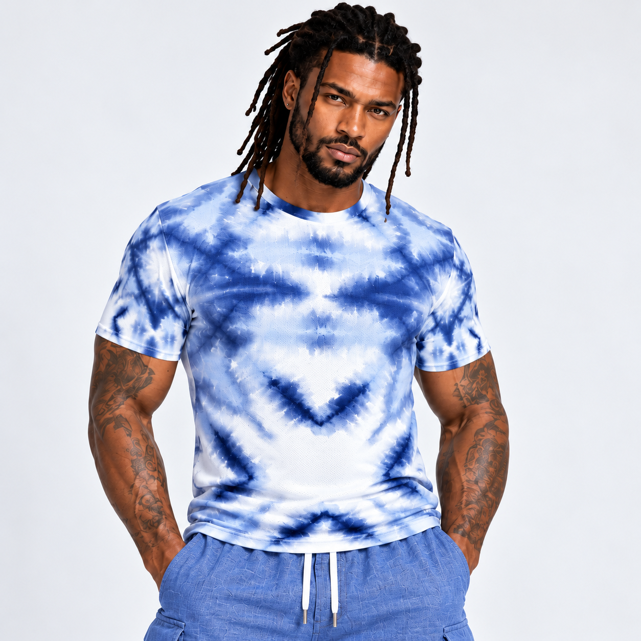 Shibori Tie-Dye Diamonds Men's T-shirt designed by Robert Bowen
