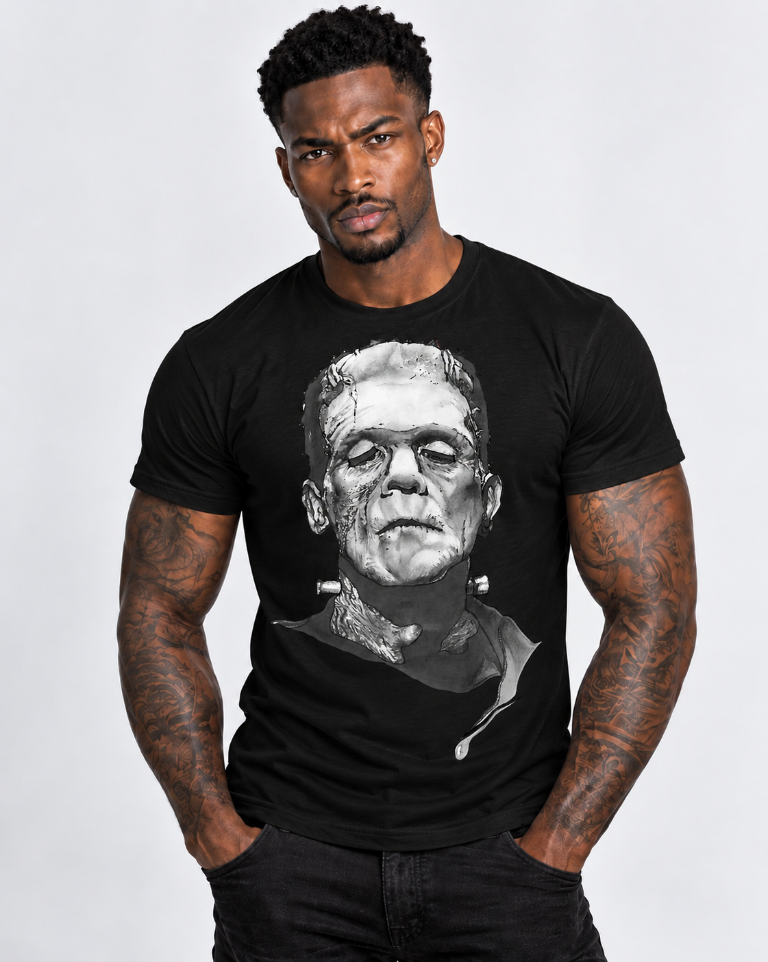 Frankinstein Halloween Unisex Classic Tee illustrated by Robert Bowen