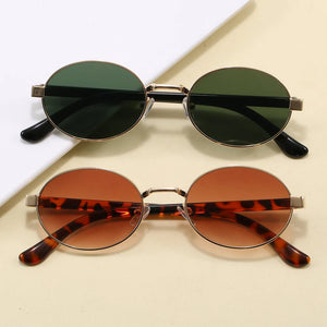 Retro Oval Metal Frame Sunglasses