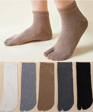 Mens Cotton Two Toe Solid Colour Socks