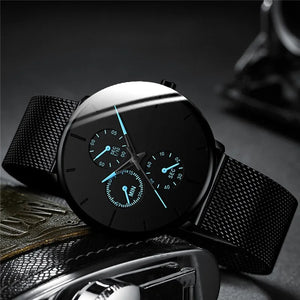 Mens Stainless Steel Mesh Straps Quartz Watch