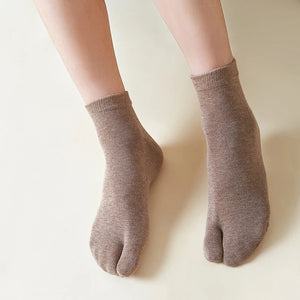Mens Cotton Two Toe Solid Colour Socks