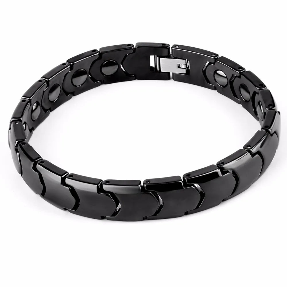 Mens Black Ceramic Links Bracelet