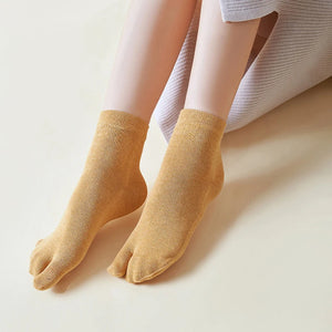 Mens Cotton Two Toe Solid Colour Socks