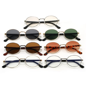 Retro Oval Metal Frame Sunglasses
