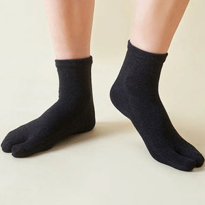Mens Cotton Two Toe Solid Colour Socks