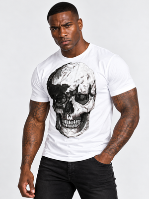 Skull Sublimation White Tee By Robert Bowen