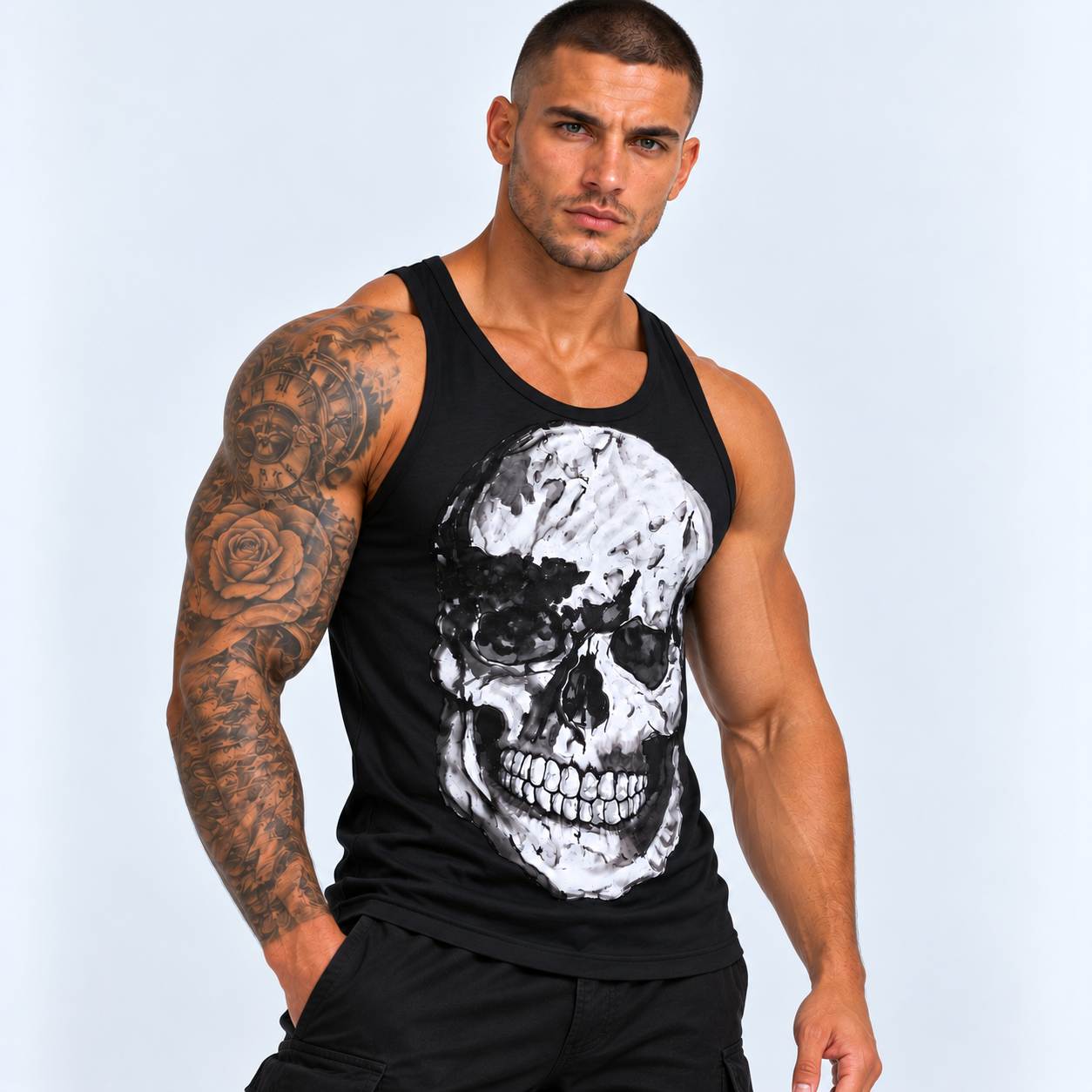 Skull Sublimation Black Vest
