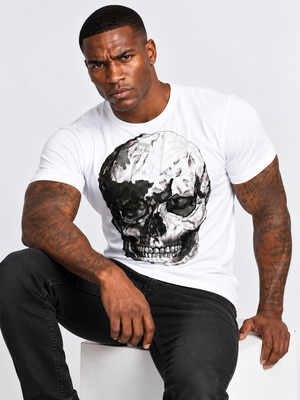 Skull Sublimation White Tee By Robert Bowen