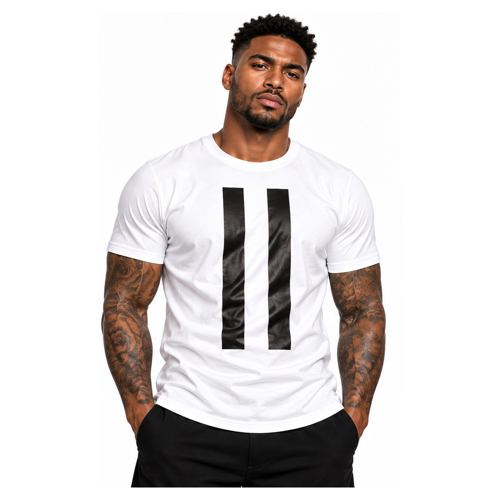 Unisex Twin Strips Loose Fit Short Sleeve T-Shirt