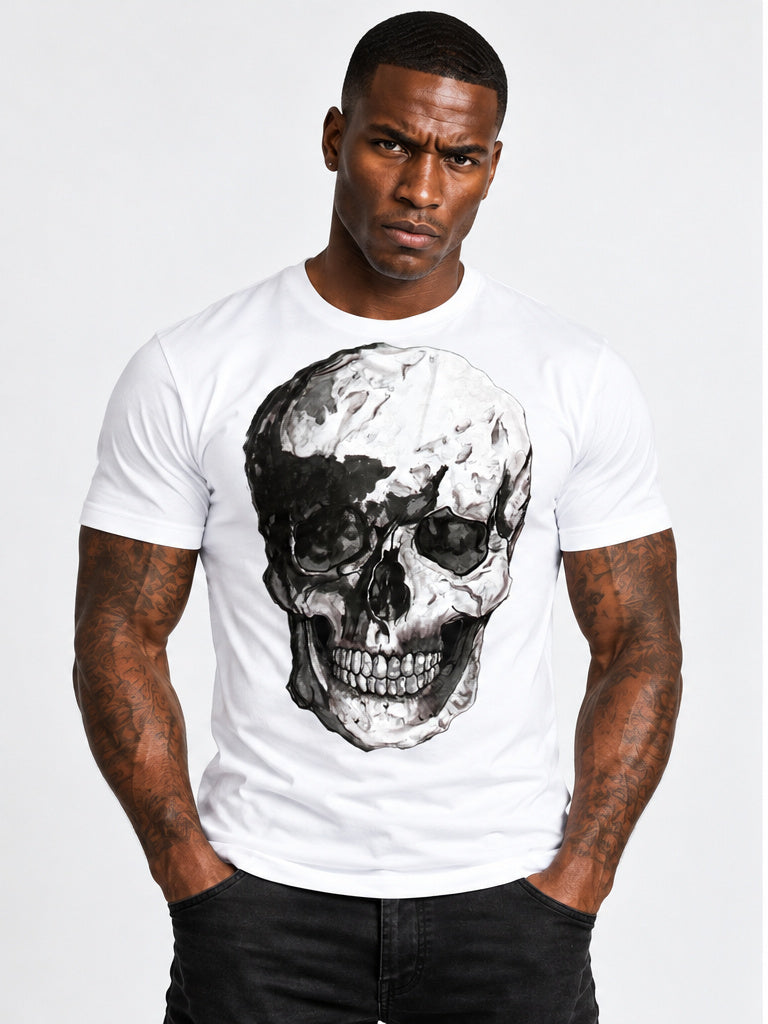 Skull Sublimation White Tee