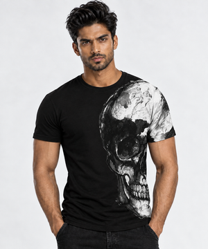 Unisex Vintage Treatment Epic Black Skull Black Ink Tank Top by Robert Bowen