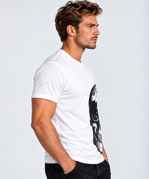 Vintage Treatment Underarm Skull White Sublimation T-Shirt by Robert Bowen