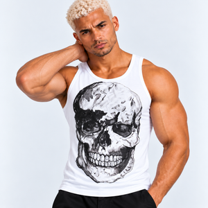 Skull Sublimation White Vest