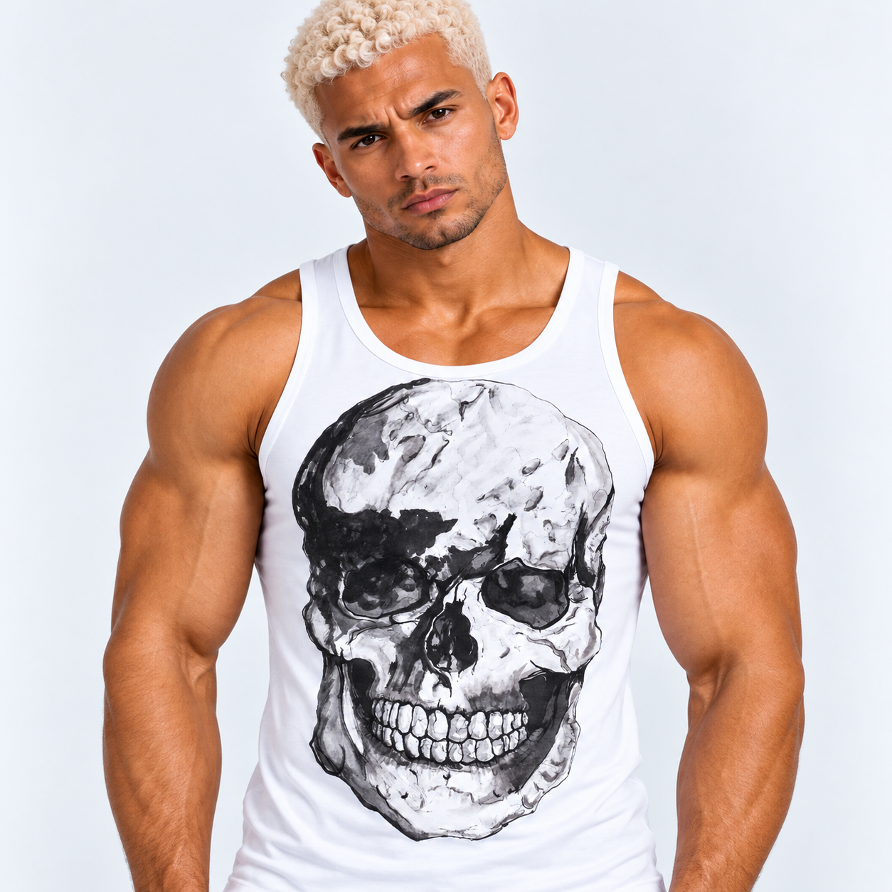 Skull Sublimation White Vest