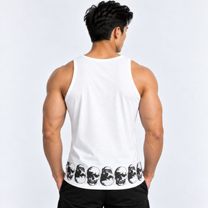 Vintage Treatment Polka Skulls White Sublimation Vest