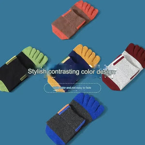 Mens Five-Toe Cotton 5 Pair Contrast Colours Socks