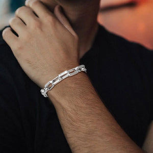 Mens Silver Stainless Steel Links Chain Braclelet