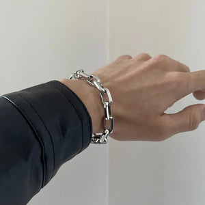 Mens Silver Stainless Steel Links Chain Braclelet