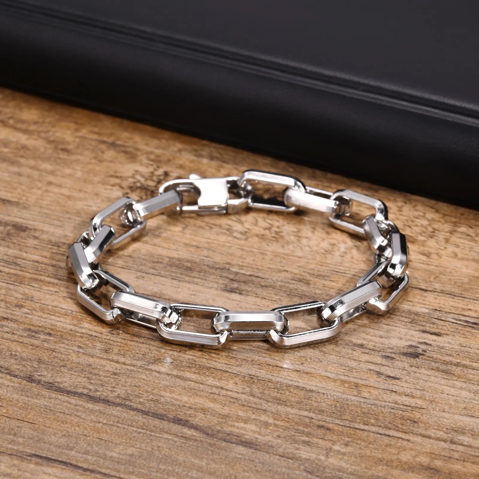 Mens Silver Stainless Steel Links Chain Braclelet