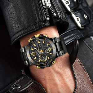 Mens Waterproof CD Dual Display Quartz Watch