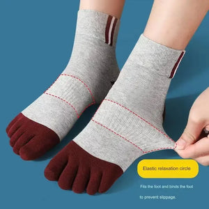 Mens Five-Toe Cotton 5 Pair Contrast Colours Socks
