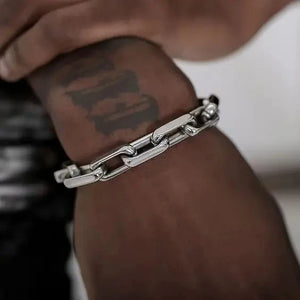 Mens Silver Stainless Steel Links Chain Braclelet