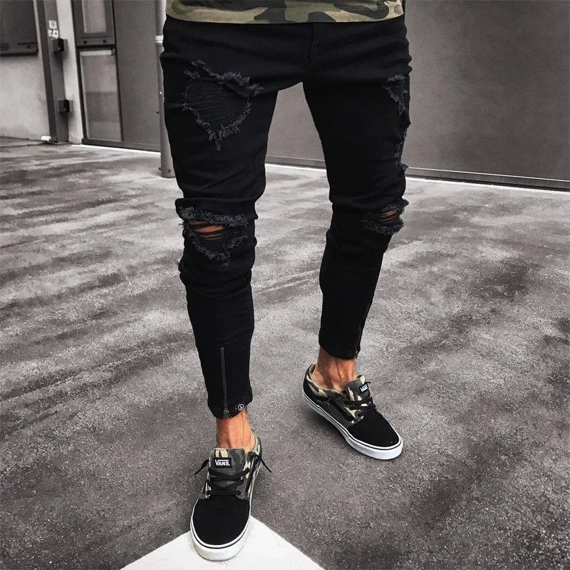 Mens  Ripped Stretch Jeans