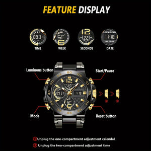 Mens Waterproof CD Dual Display Quartz Watch