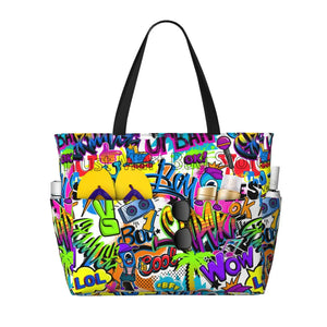 Graffiti Waterproof Beach Tote Bag