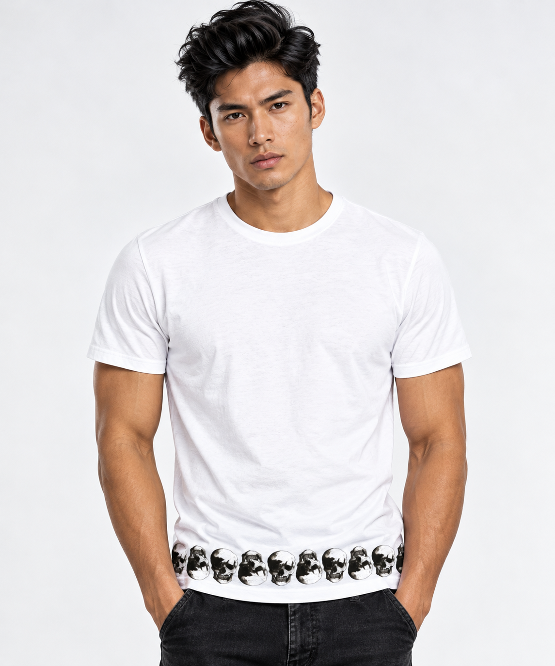 Skull Hem Sublimation White Tee