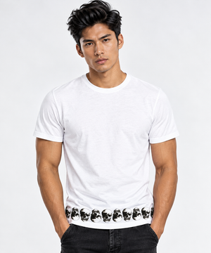 Skull Hem Sublimation White Tee