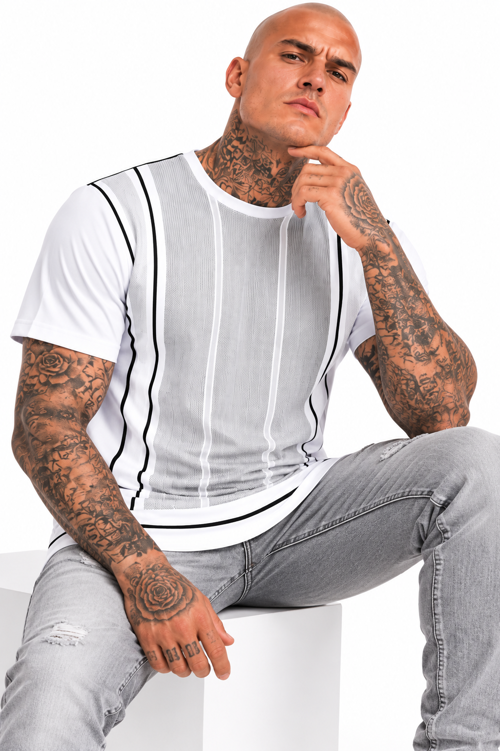 Windrush White & Black by Robert Bowen Mens T-shirt