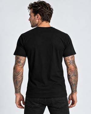 Vintage Treatment Underarm Skull Black Sublimation T-Shirt by Robert Bowen
