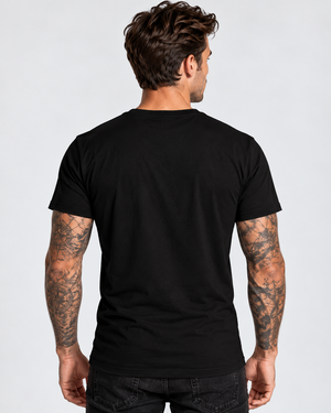 Vintage Treatment Underarm Skull Black Sublimation T-Shirt by Robert Bowen