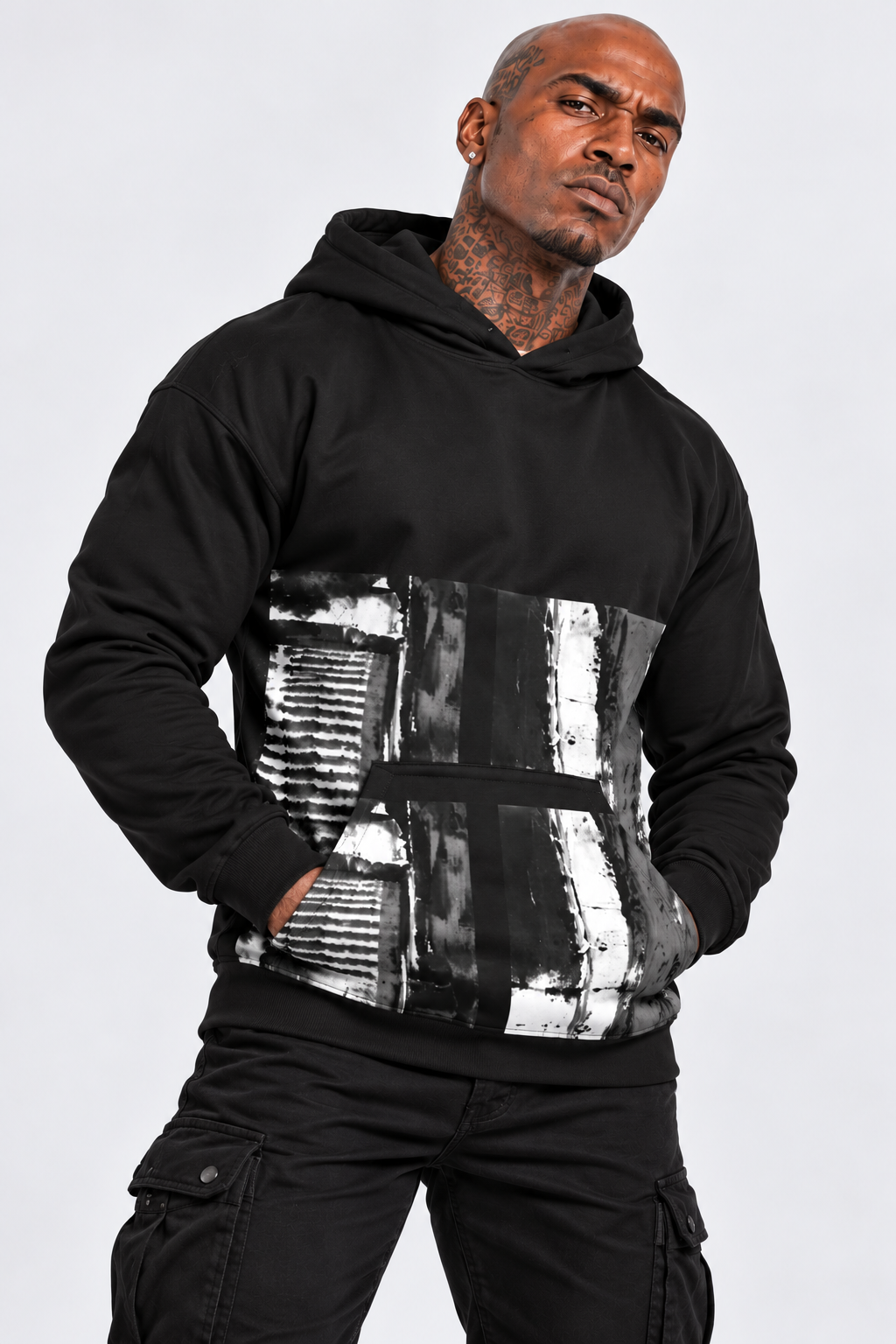 Mens Mono Abstract T049 Hoodie by Robert Bowen