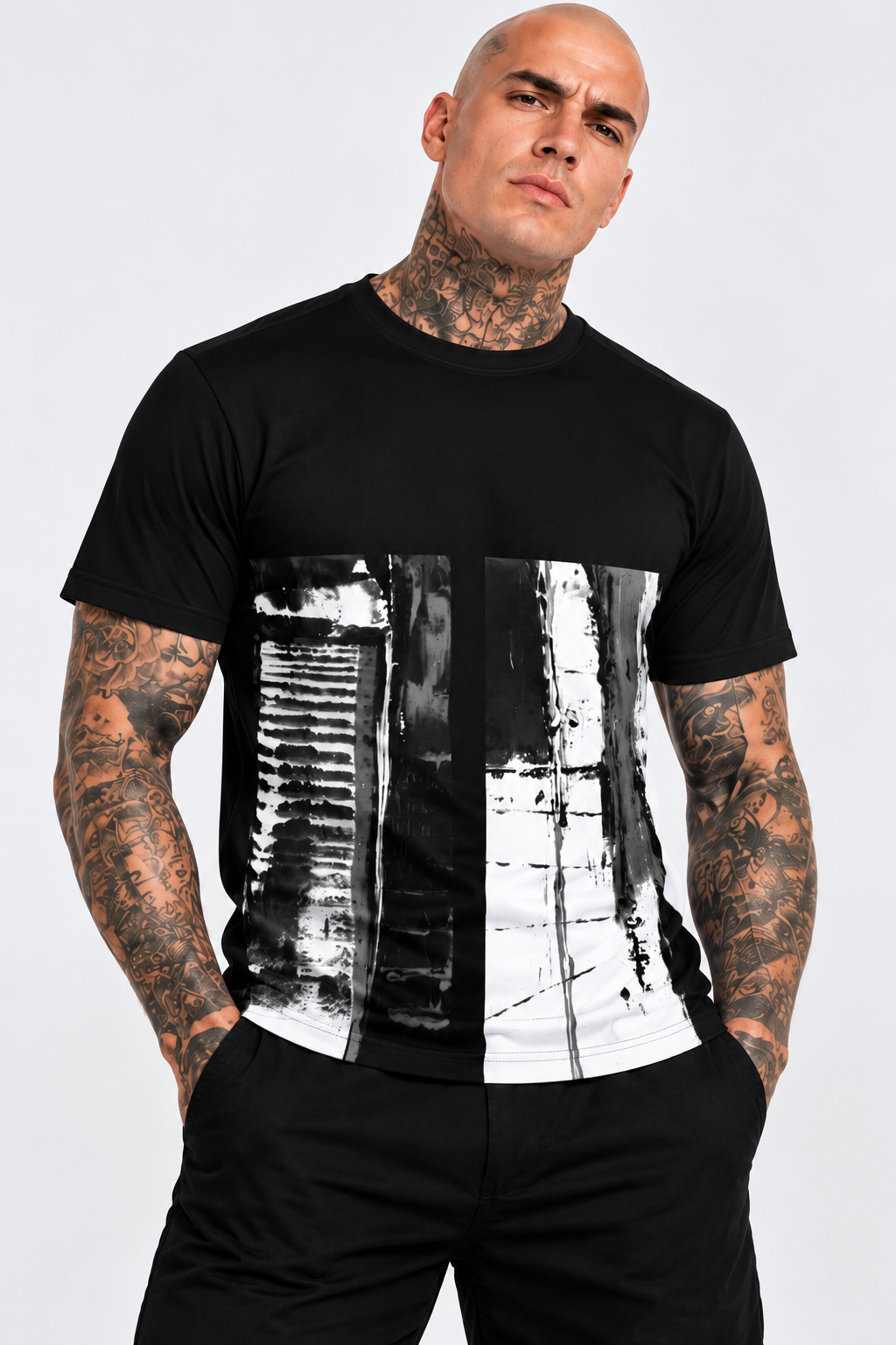 Mens Mono Abstract Tee T049 Tee by Robert Bowen