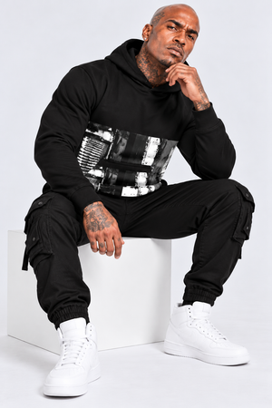 Mens Mono Abstract T049 Hoodie by Robert Bowen