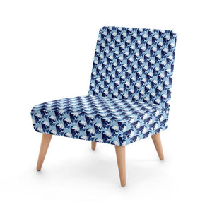 Blue Ink Polka Skulls Armchair by Robert Bowen