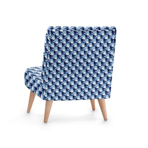 Blue Ink Polka Skulls Armchair by Robert Bowen