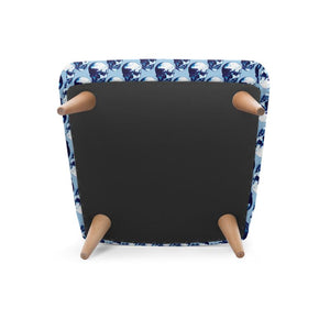 Blue Ink Polka Skulls Armchair by Robert Bowen