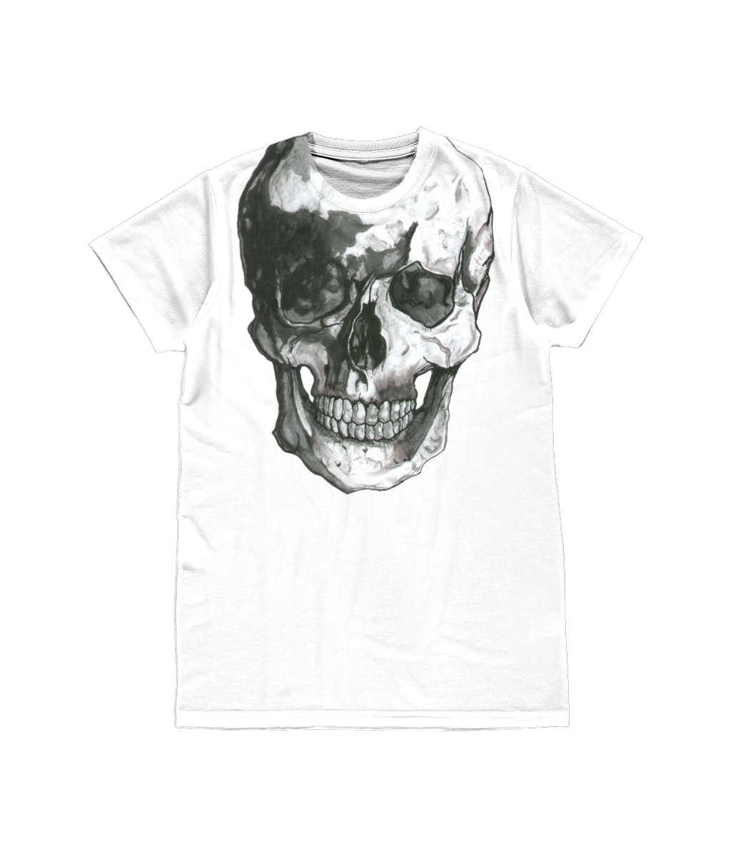 Unisex All-Over Sublimation Tee Skull Neck Tee in White by Robert Bowen - Robert Bowen Tees