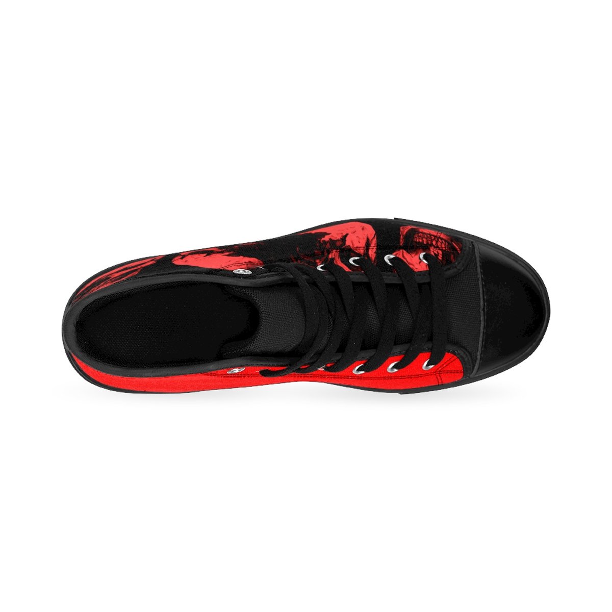 Red Skulls Opposites Men Designer's High-top Sneakers by Robert Bowen - Robert Bowen Tees