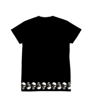 Vintage Treatment Skulls Hem Sublimation Black Tee