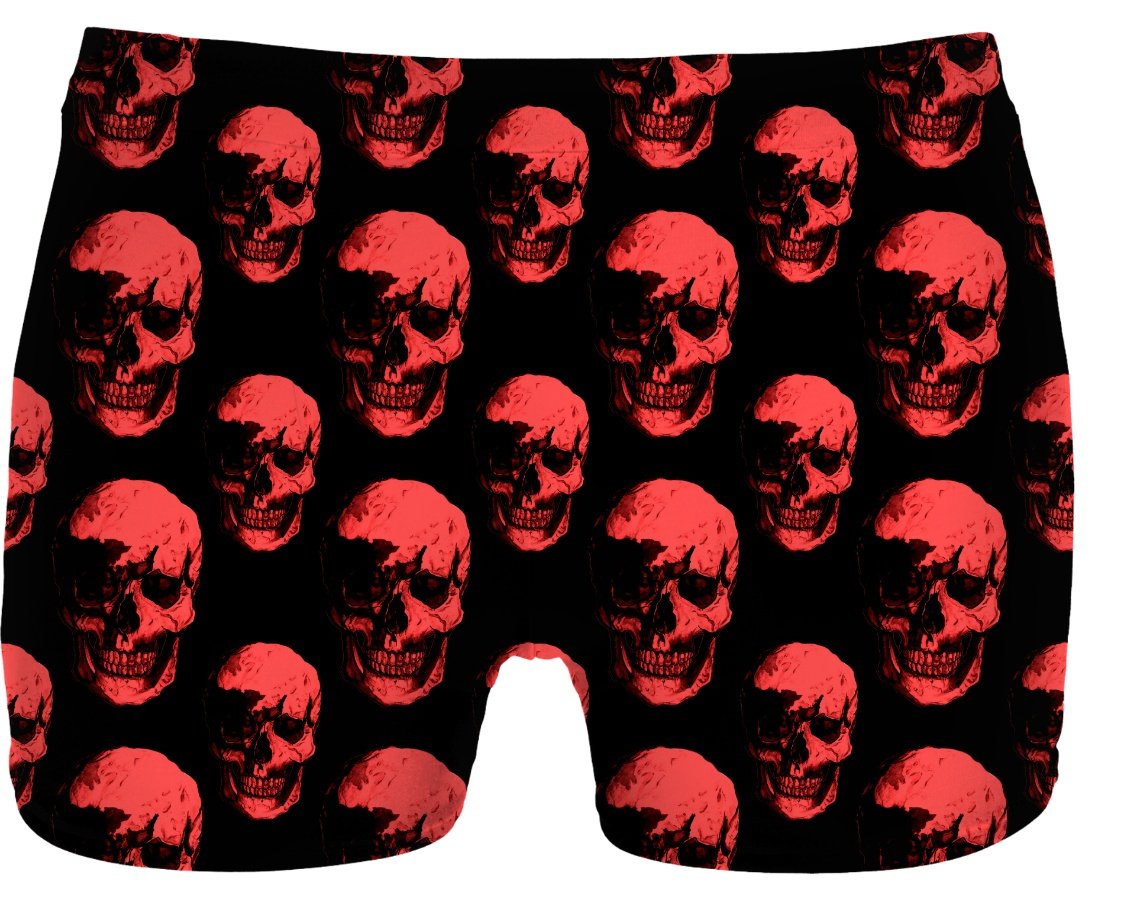 Red Polka Gradiation Skulls Boxers by Robert Bowen - Robert Bowen Tees