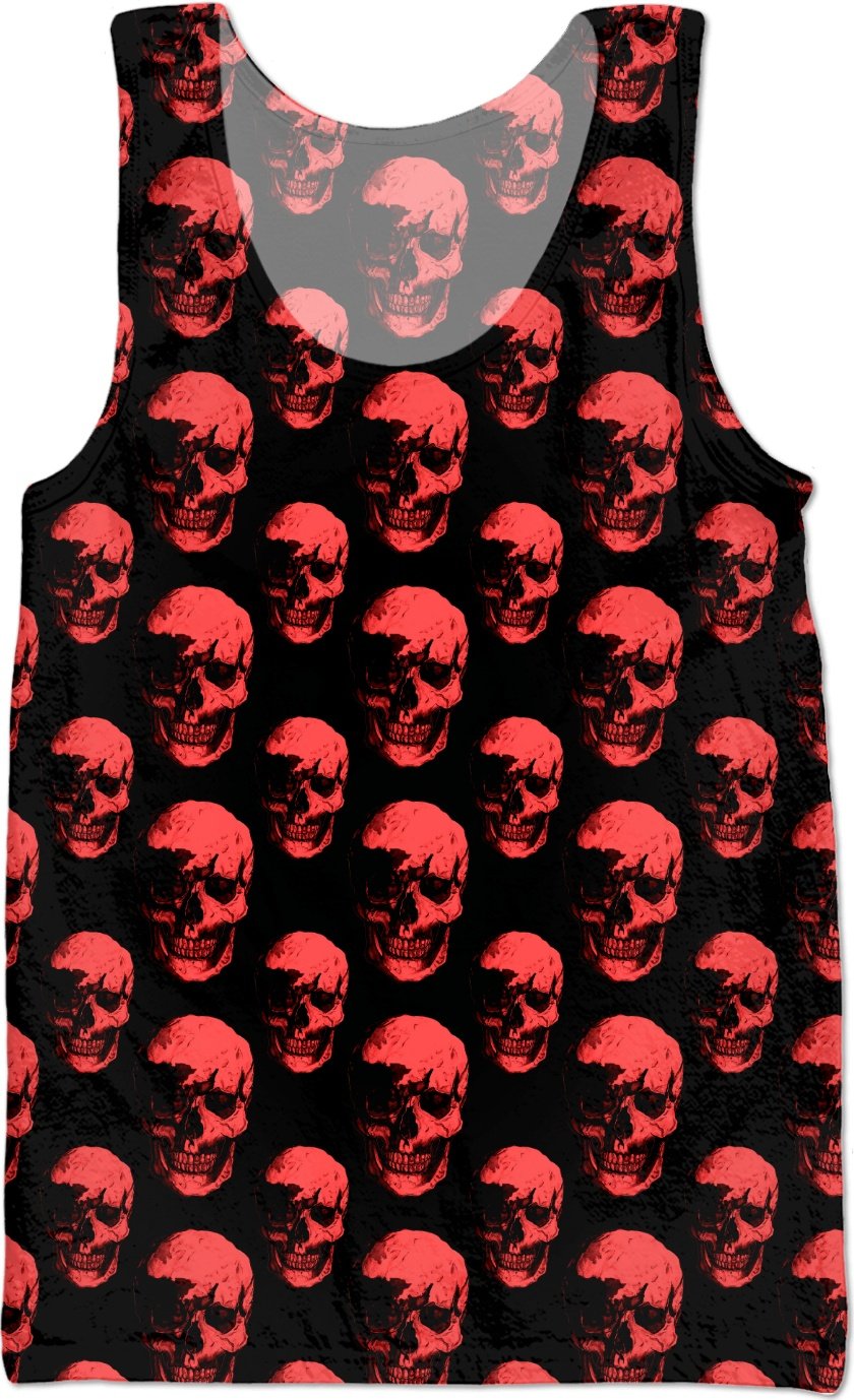 Red Polka Grad Skulls by Robert Bowen - Robert Bowen Tees